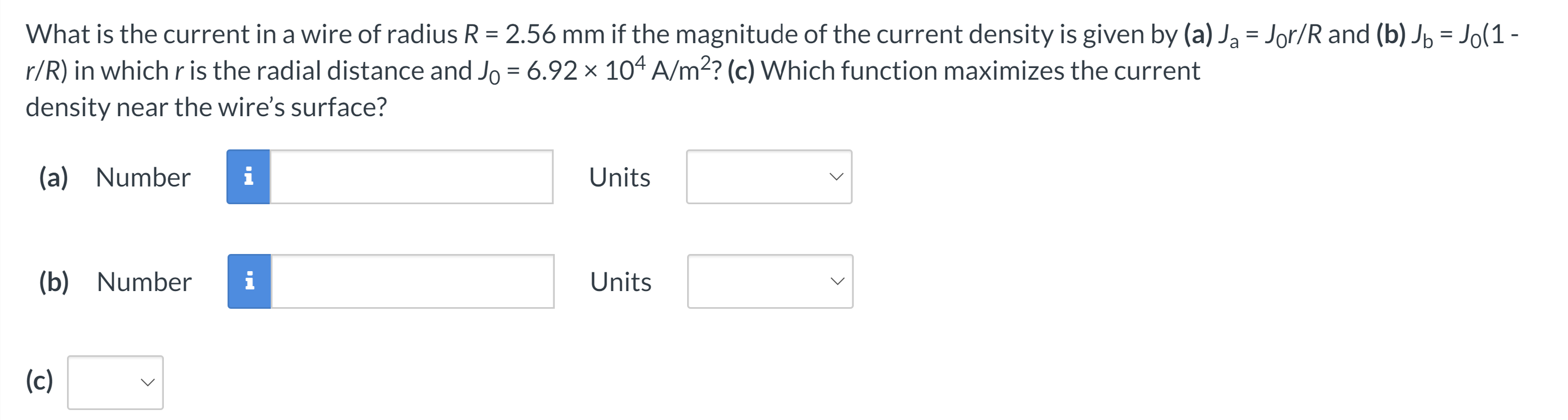 Solved What is the current in a wire of radius R = 2.56 mm | Chegg.com