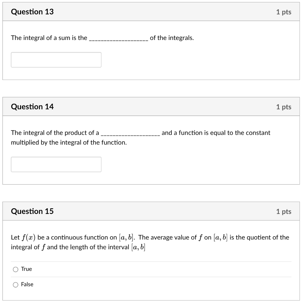 Solved The integral of a sum is the of the integrals. | Chegg.com