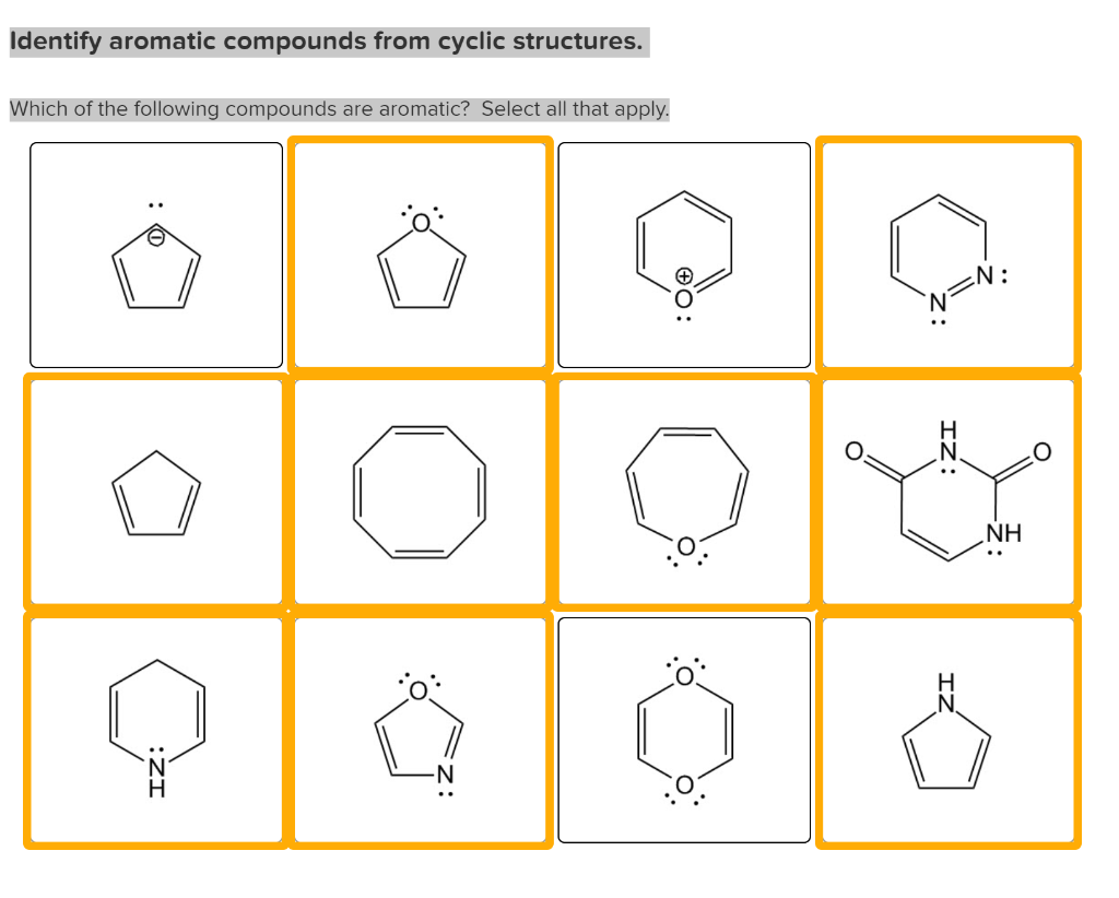 Solved Identify Aromatic Compounds From Cyclic Structures