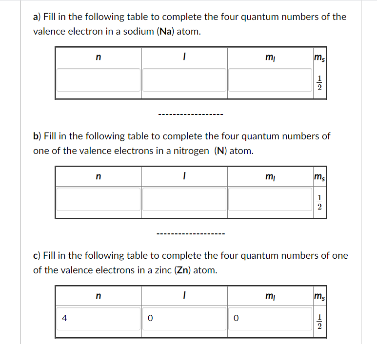 Solved a) Fill in the following table to complete the four | Chegg.com