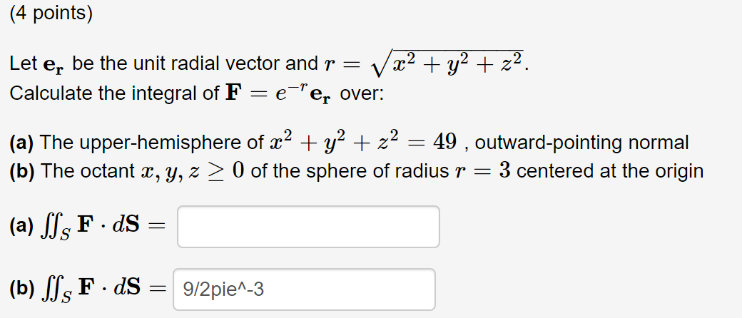Solved (4 points) Let er be the unit radial vector and r= V | Chegg.com
