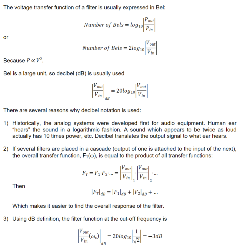 Solved The voltage transfer function of a filter is usually | Chegg.com