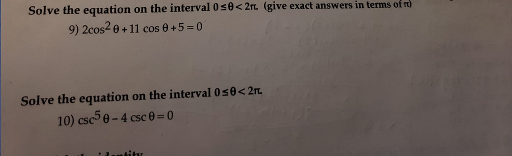 Solved Solve the equation on the interval 0 θ