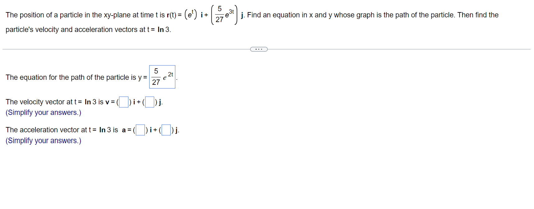 Solved The position of a particle in the xy-plane at time t | Chegg.com