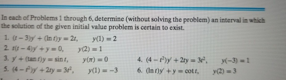 Solved In Each Of Problems 1 Through 6, Determine (without | Chegg.com