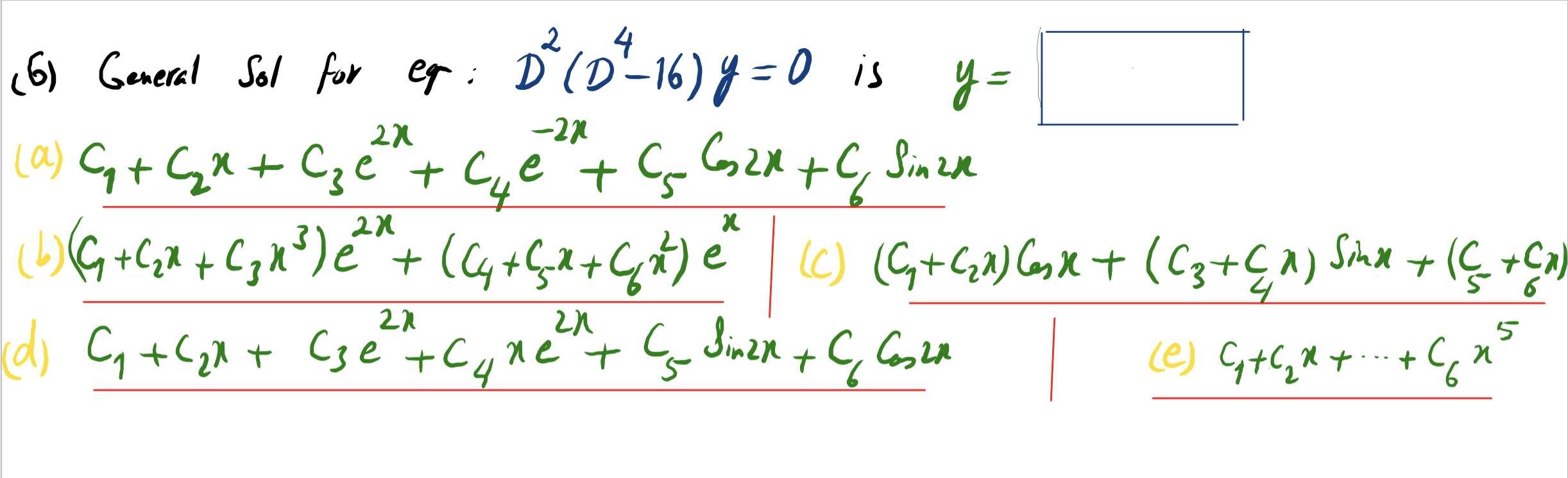 Solved 6 General Sol For Eg D 0416 Y 0 Is Y 1 S Chegg Com