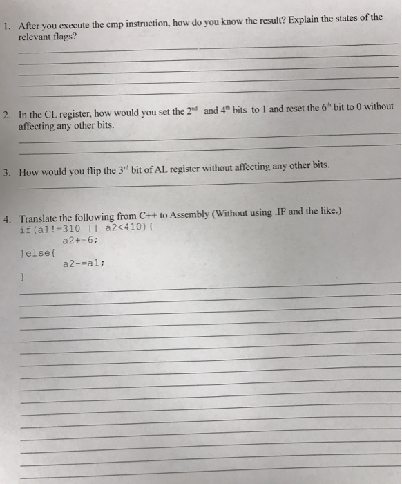 Solved after you execute the cmp instruction how do you chegg