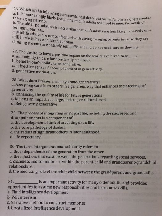 Solved 26 Which Of The Following Statements Best Describes 