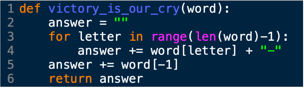 Solved python question def victory(word): answer = | Chegg.com