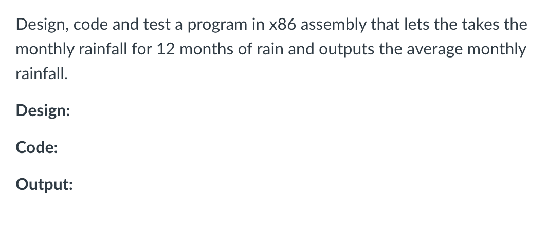 Solved Design, code and test a program in x86 assembly that | Chegg.com