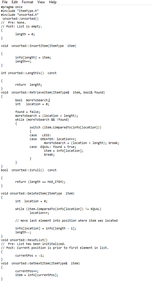 File Edit Format View Help pragma once include