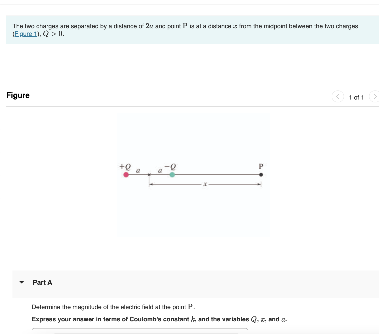 Solved The two charges are separated by a distance of 2a and | Chegg.com