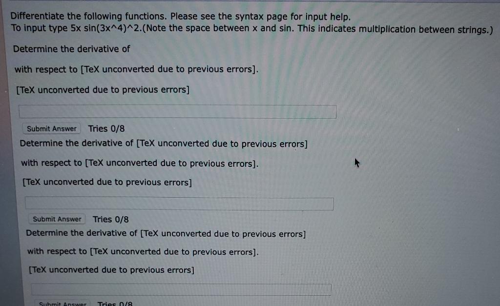 Solved Differentiate the following functions. Please see the | Chegg.com