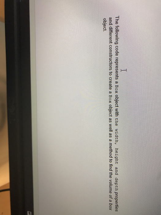 Solved The following code represents a Box object with the | Chegg.com