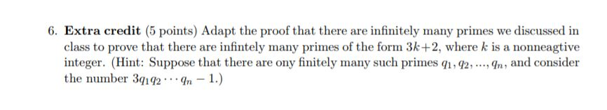 Solved 6. Extra credit (5 points) Adapt the proof that there | Chegg.com