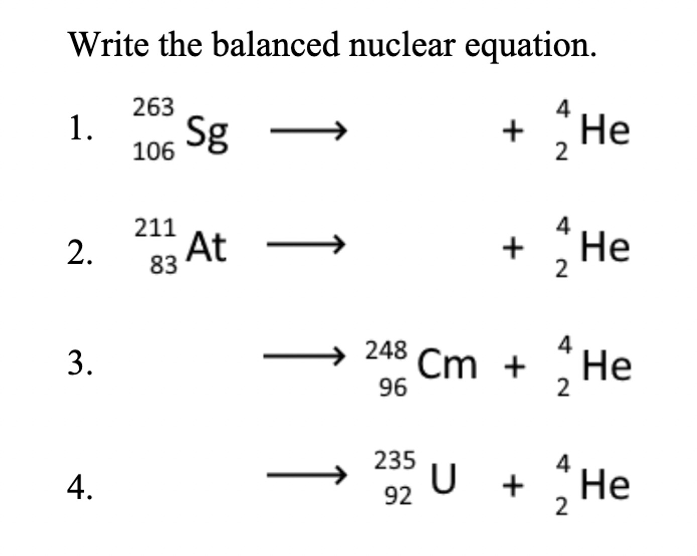 Write The Balanced Nuclear | Chegg.com