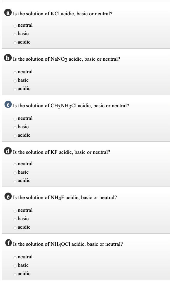 Solved Is The Solution Of Kcl Acidic Basic Or Neutral 9210