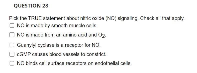 Solved Pick the TRUE statement about nitric oxide (NO) | Chegg.com