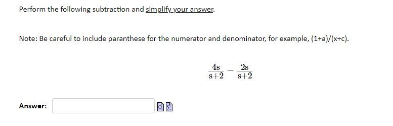 Solved Perform the following subtraction and simplify_your | Chegg.com