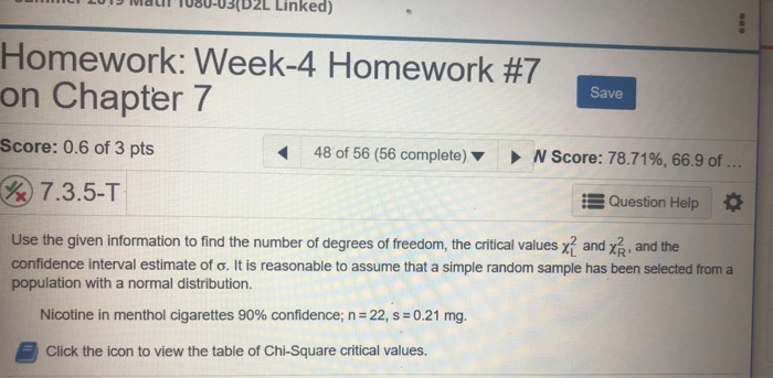 Solved 2L Linked) Homework: Week-4 Homework # 7 on Chapter 7 | Chegg.com