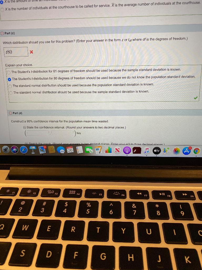 Solved Part (d) Construct a 95% confidence interval for the | Chegg.com
