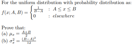 Solved For The Uniform Distribution With Probability | Chegg.com