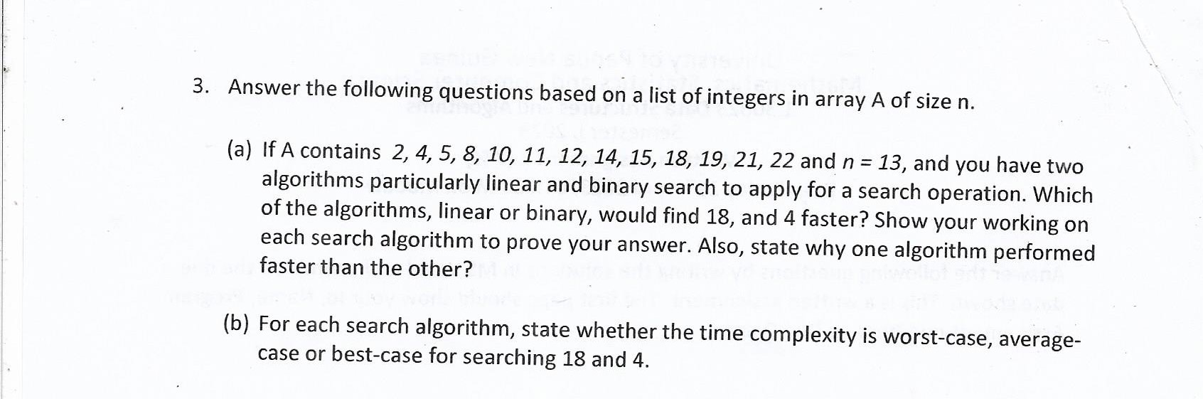 Solved 3. Answer The Following Questions Based On A List Of | Chegg.com