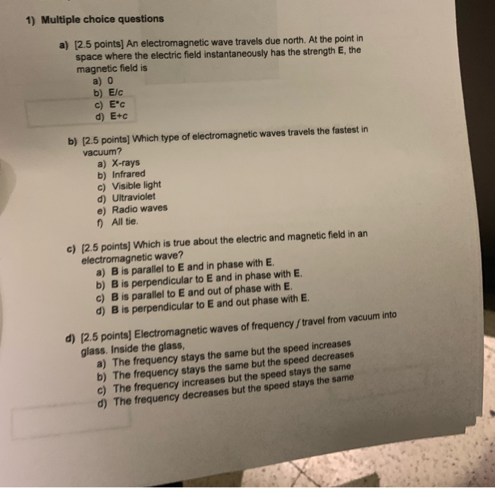 Solved 1) Multiple choice questions a) 12.5 points] An | Chegg.com