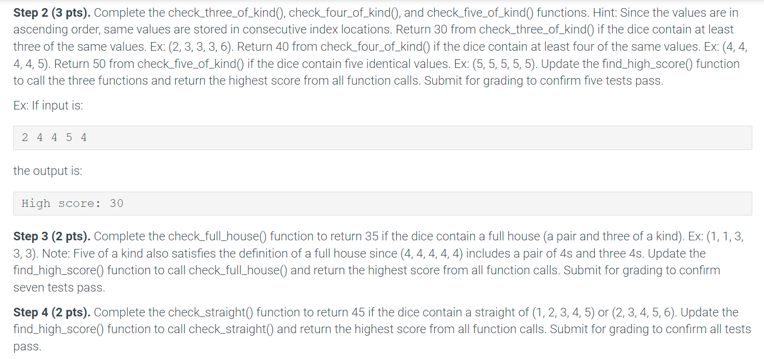 Solved 23.14 LAB*: Program: Poker dice game Program | Chegg.com