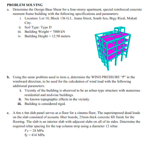 Solved PROBLEM SOLVING A. Determine The Design Base Shear | Chegg.com