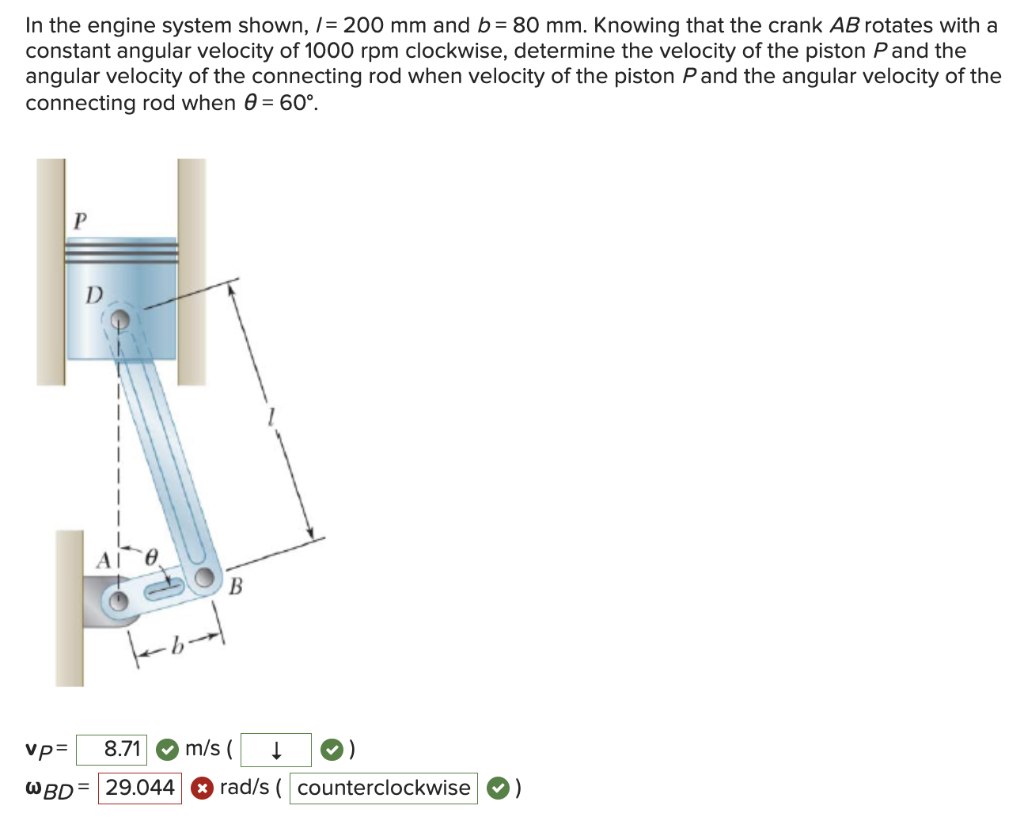 Solved In the engine system shown, I=200 mm and b=80 mm.