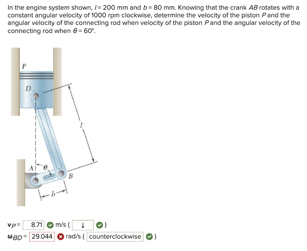 Solved In The Engine System Shown, I=200 Mm And B=80 Mm. | Chegg.com