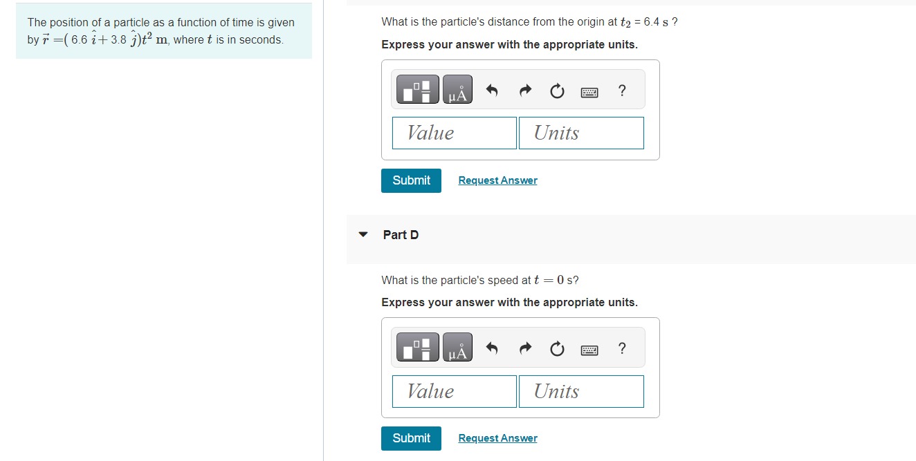 Solved The position of a particle as a function of time is | Chegg.com