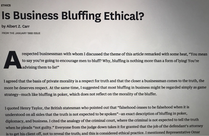 albert carr is business bluffing ethical pdf