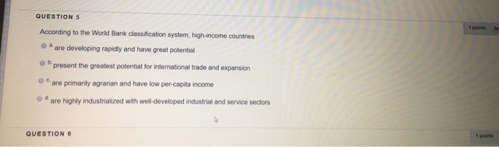Solved QUESTION 5 1 points Sa According to the World Bank | Chegg.com