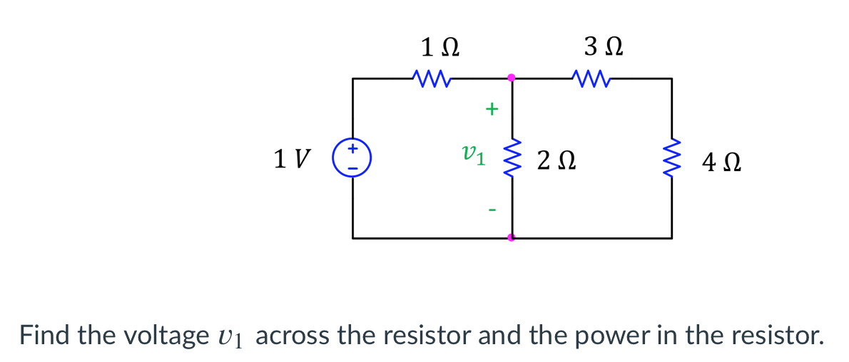 Solved 1 Ω 3 Ω + 1V ν1 2 Ω 4 Ω Find the voltage vi across | Chegg.com