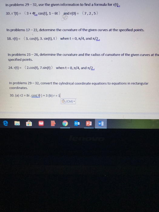 Solved In problems 29-32, use the given information to find | Chegg.com