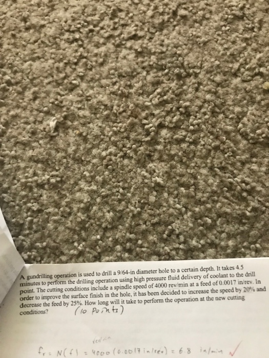 Solved A gundrilling operation is used to drill a 9/64-in | Chegg.com