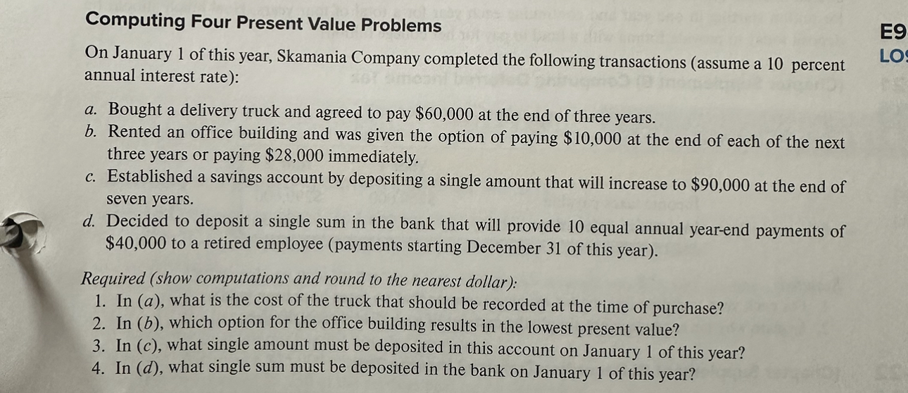 Solved Computing Four Present Value Problems On January 1 of | Chegg.com