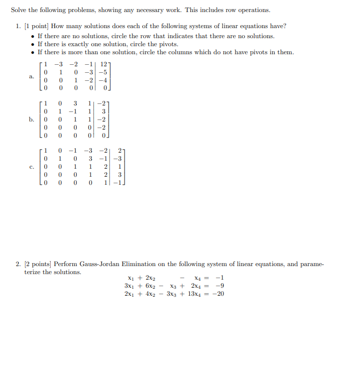 Solved Solve The Following Problems, Showing Any Necessary | Chegg.com