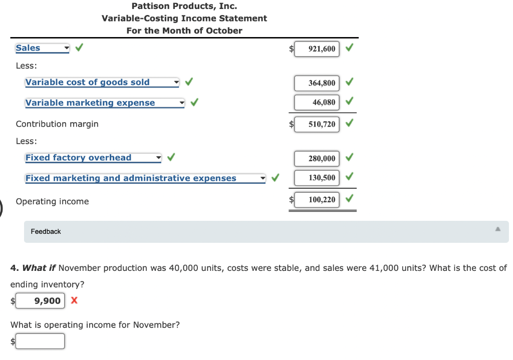 Solved Variable Costing, Value of Ending Inventory,