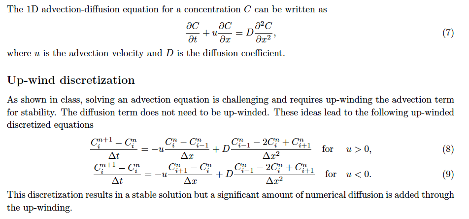 The 1D Advectiondiffusion Equation For A Concentr...