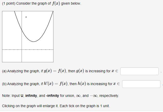 Solved (1 point) Consider the graph of f(x) given below. (a) | Chegg.com