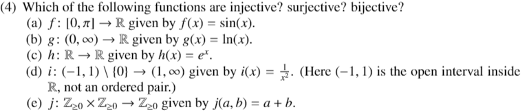 Solved (4) Which of the following functions are injective? | Chegg.com