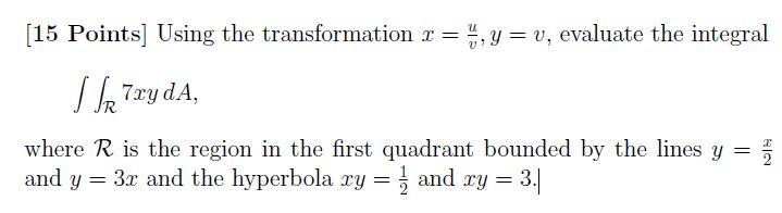 Solved u = [15 Points] Using the transformation x = 5, y = | Chegg.com