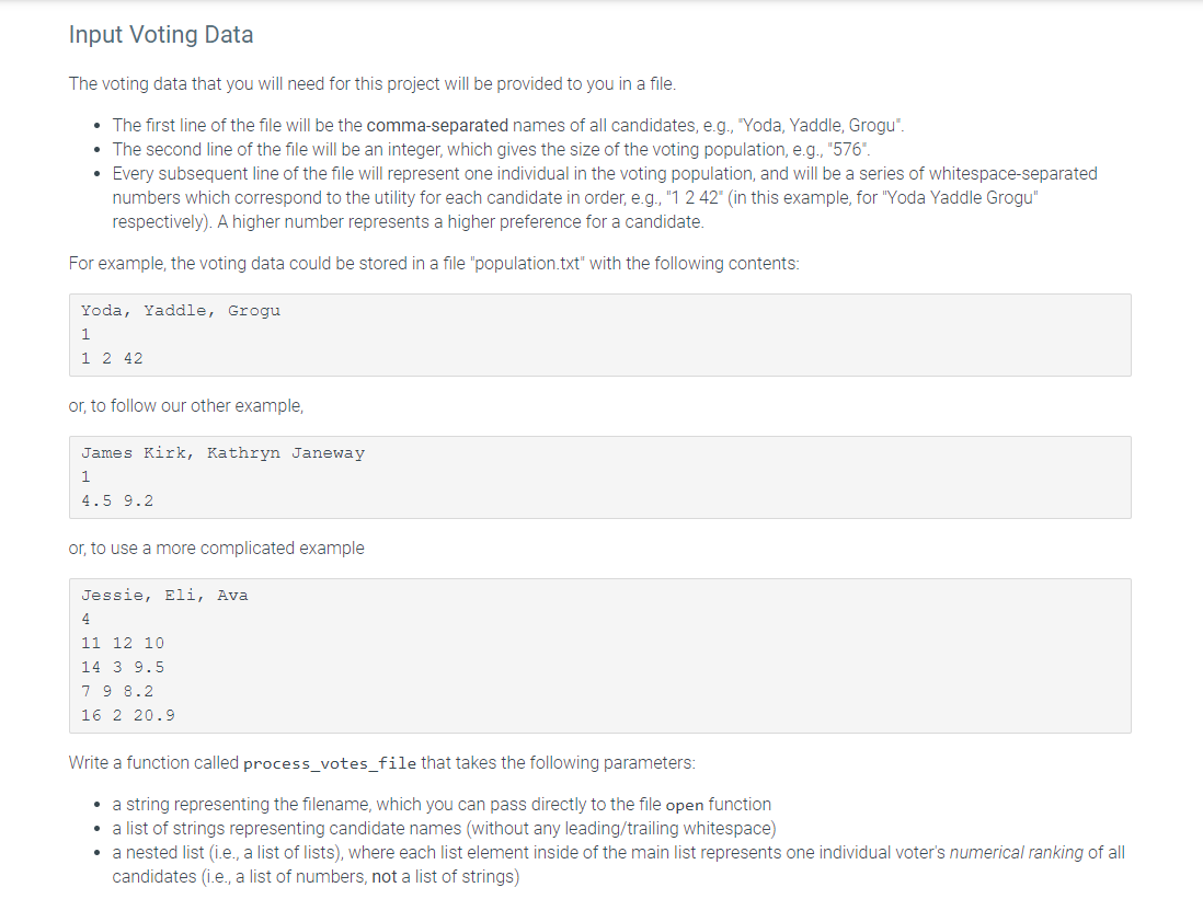 Solved Using Python 3 To represent a voting system, you | Chegg.com