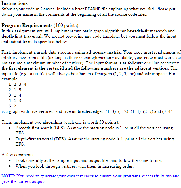 Solved Instructions Submit your code in Canvas. Include a | Chegg.com