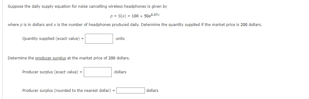 Solved Suppose the daily supply equation for noise Chegg