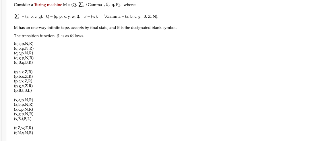 Solved Consider A Turing Machine M Q 2 Gamma 5 9 F Chegg Com