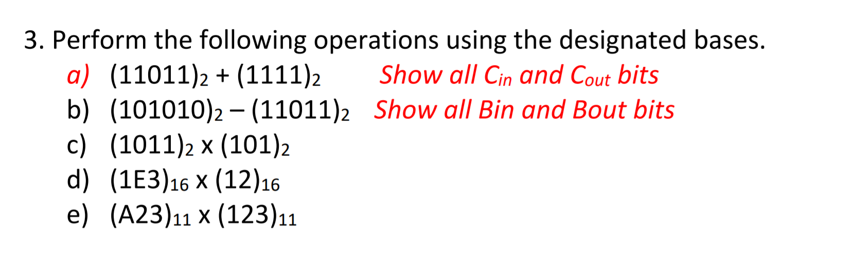 Solved 3. Perform the following operations using the | Chegg.com